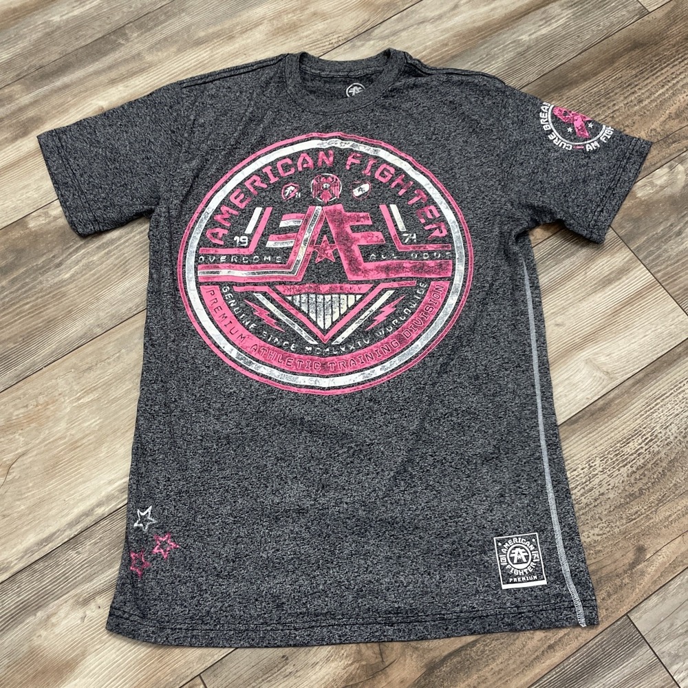 American Fighter Short Sleeved Shirt Gray‎ Pink Men's Medium